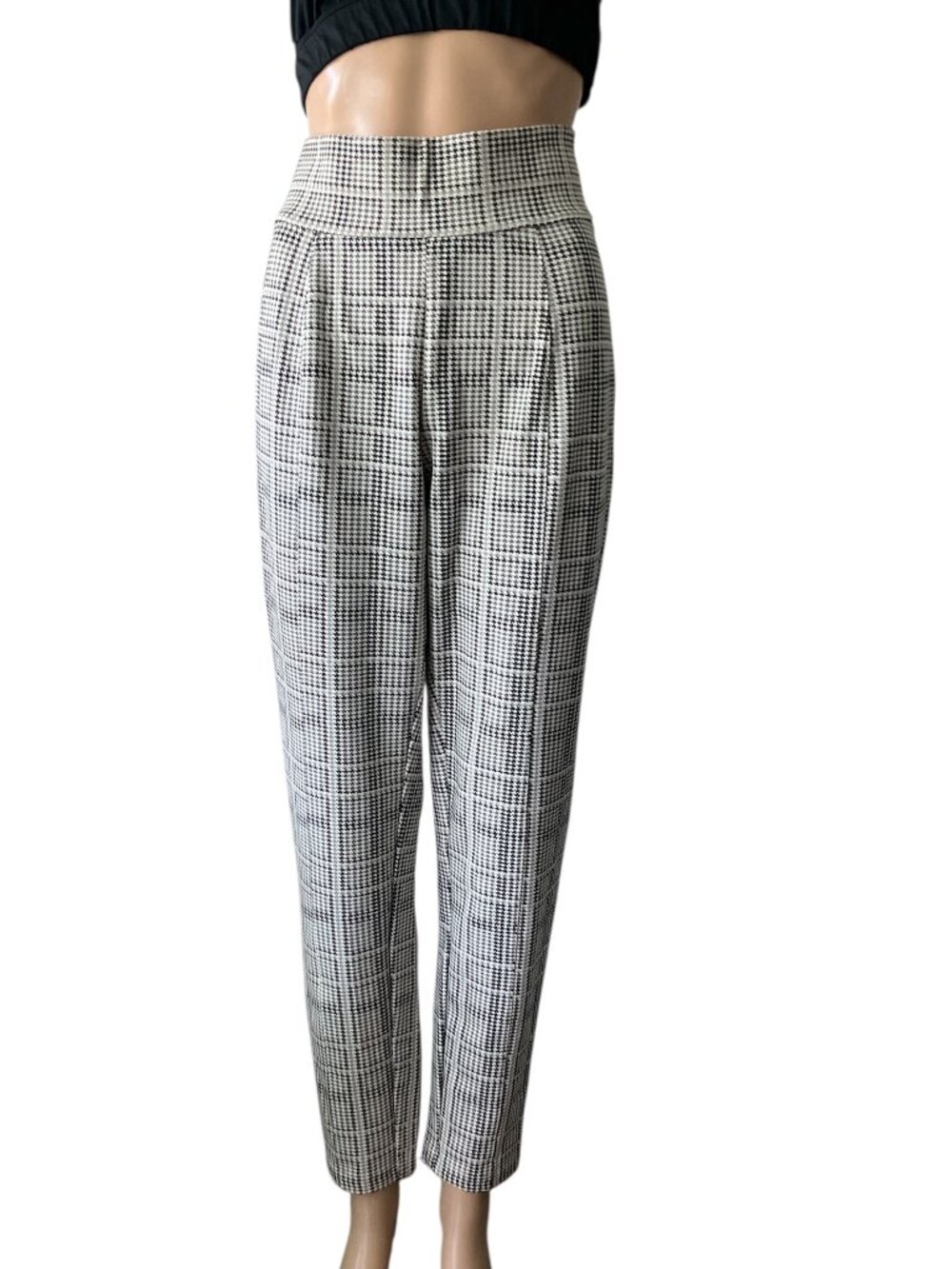 Simply Emma High-Rise Plaid Houndstooth Pants